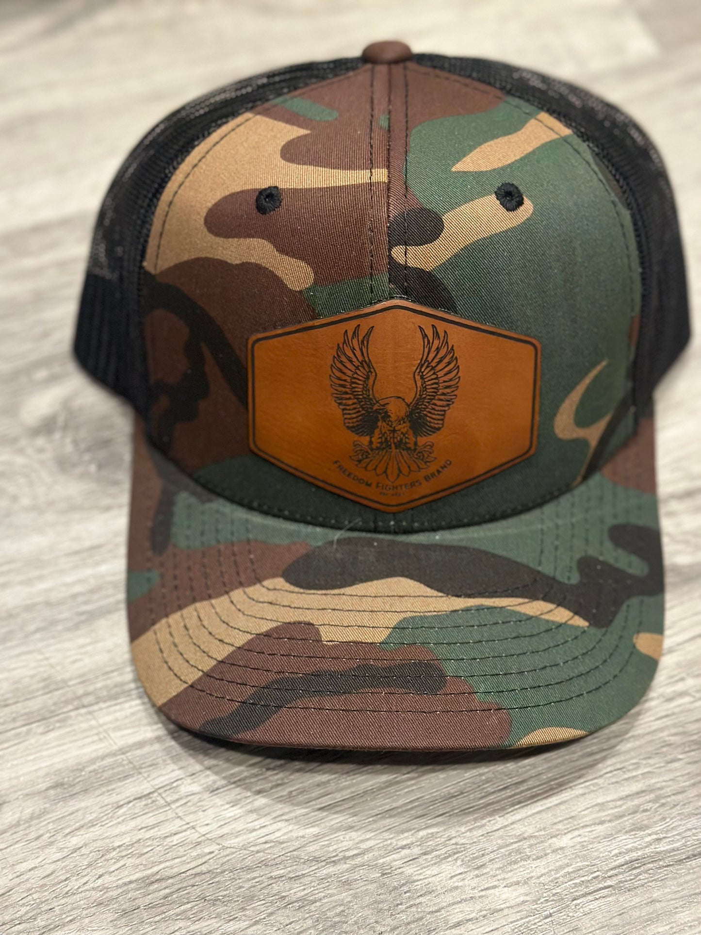 Freedom Fighters "Eagle" Leather Patch Camo Snapback Hat